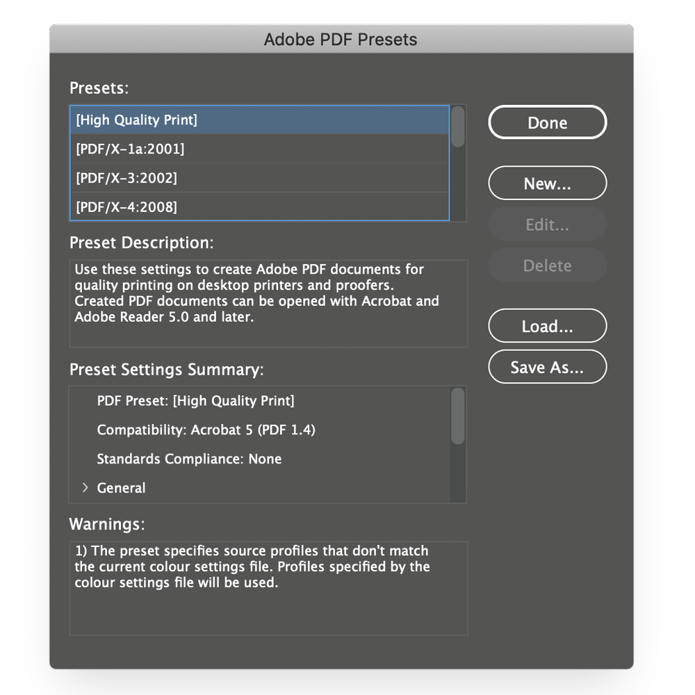 Adobe PDF Presets